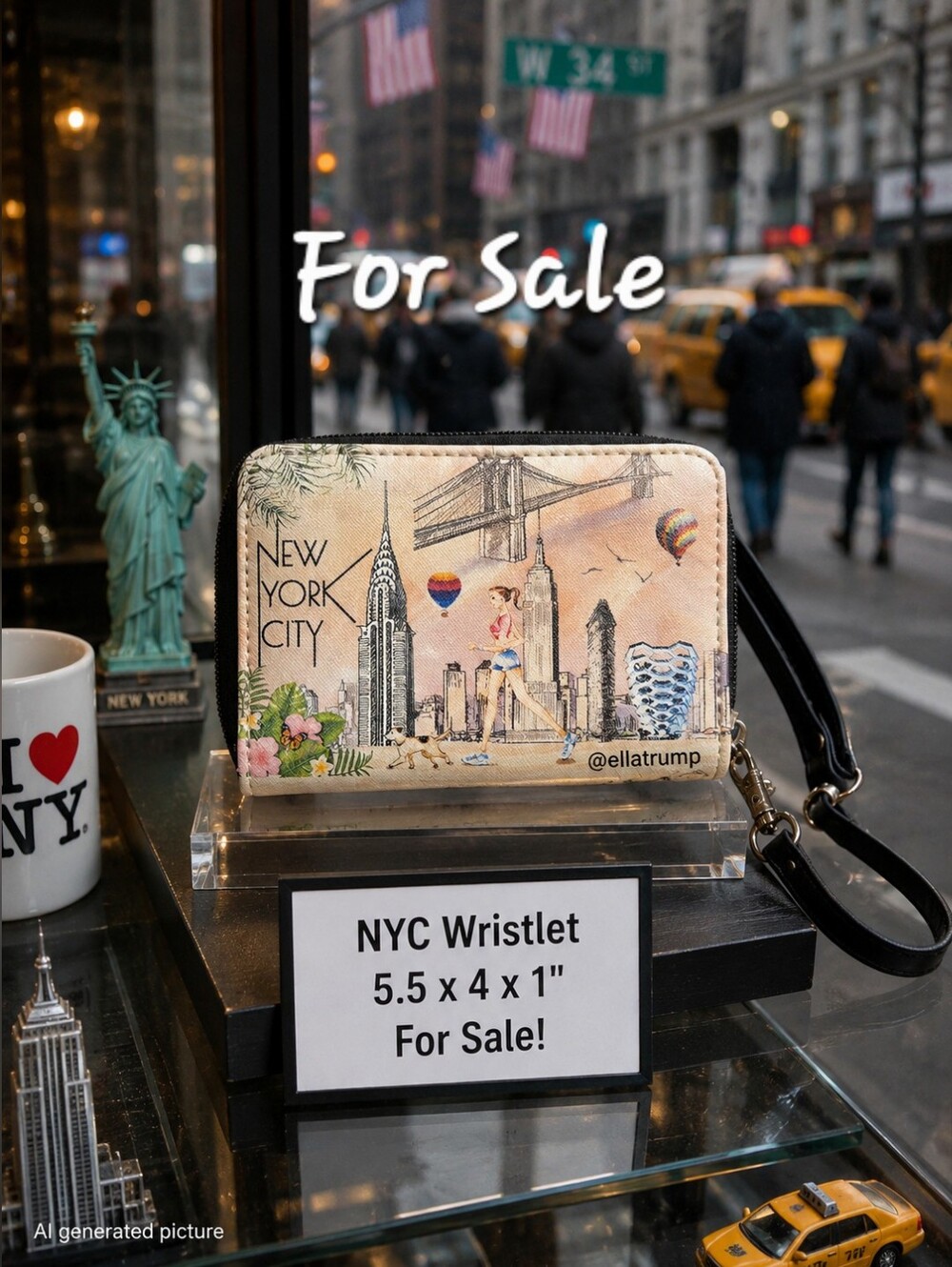 New York Wristlet Wallet 5.5x4x1"